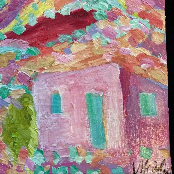 Pink Casa In Southwest”“An Original art AcrylicPainting 16”x12”x1.5” Original